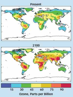 臭氧浓度增加或加剧全球变暖趋势(图)