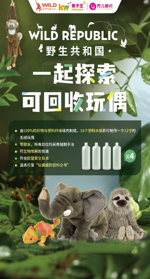 从塑料瓶到毛绒玩偶 WILD REPUBLIC创造可持续陪伴